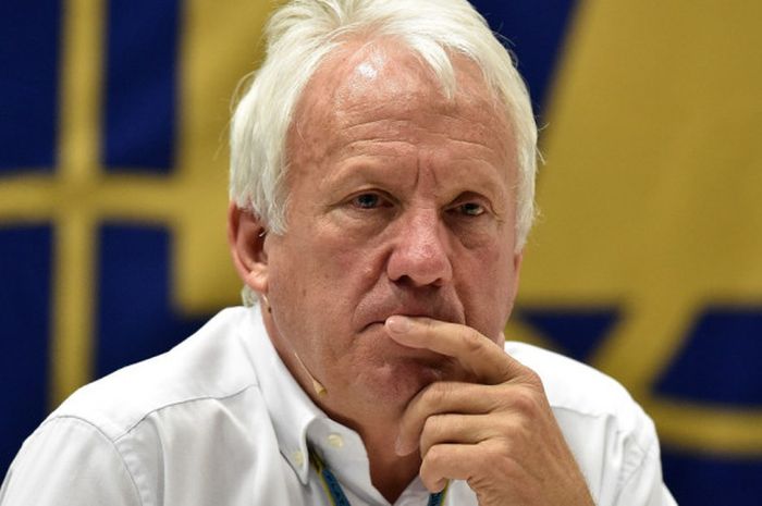 Race Director balapan Formula 1 (F1) Charlie Whiting menghadiri konferensi pers di Sochiautodrom, Sochi, menjelang GP Rusia 2014 pada 10 Oktober 2014.