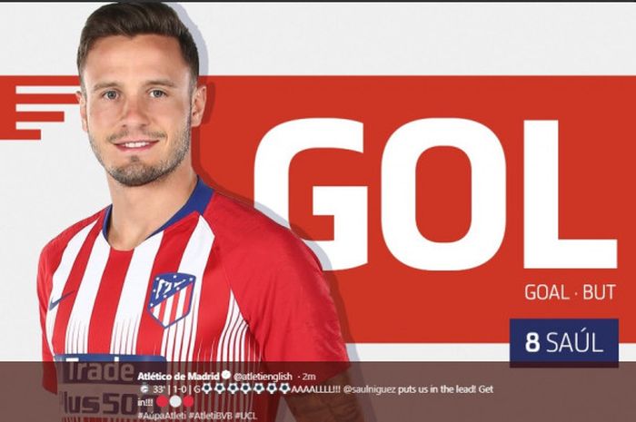 Gelandang Atletico Madrid, Saul Niguez.