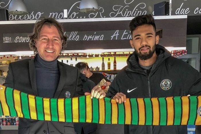 Zafuan Azeman setiba di Italia langsung disambut Chairman Venezia FC, Joe Tacopina pada 17 Desember 2018.