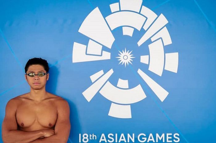 Gleen Victor Sutanto saat berpose di Aquatic Center GBK, Jakarta, saat persiapan Asian Games 2018.