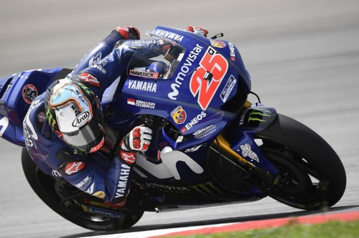 Maverick Vinales saat beraksi di tes pramusim MotoGP 2018 di Sirkuit Sepang, Malaysia, Minggu (28/1/2018).