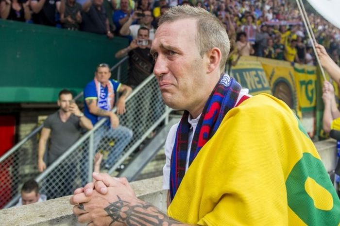 Mantan pesepak bola Belanda, Fernando Ricksen, dalam acara laga amal di kota kelahirannya, Sittard, pada 25 Mei 2014.