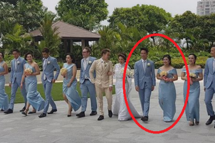 Kevin Sanjaya yang berpasangan dengan bridesmaid dari pihak mempelai wanita