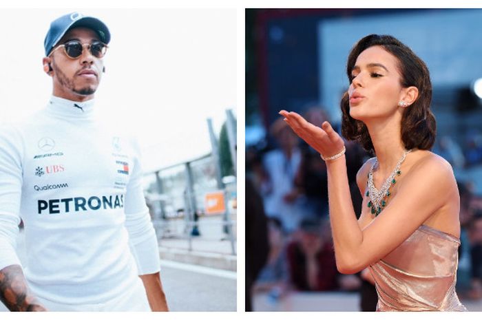 Kolase foto Lewis Hamilton (kiri) dan Bruna Marquezine