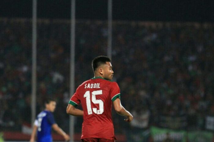      Momen Saddil Ramdani dalam laga timnas U-19 Indonesia kontra Thailand di Stadion Gelora Delta S