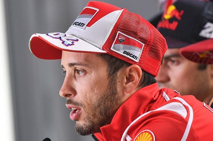 Andrea Dovizioso saat jumpa pers jelang MotoGP Inggris di Sirkuit Silverstone, Kamis (24/8/2017).