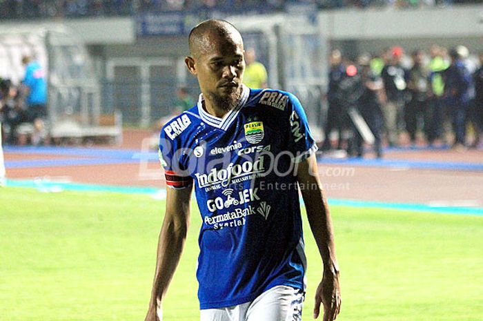 Kapten Persib Bandung, Supardi Nasir, saat tampil pada pekan ke-10 Liga 1 2018 melawan Persipura Jayapura.