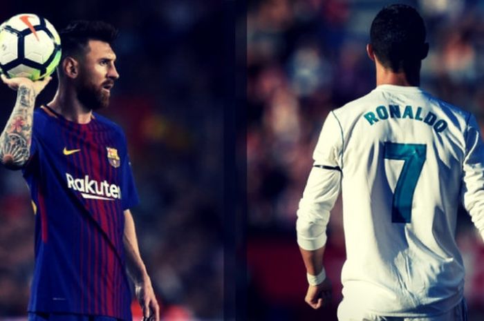 Lionel Messi (kiri) dan Cristiano Ronaldo (kanan).