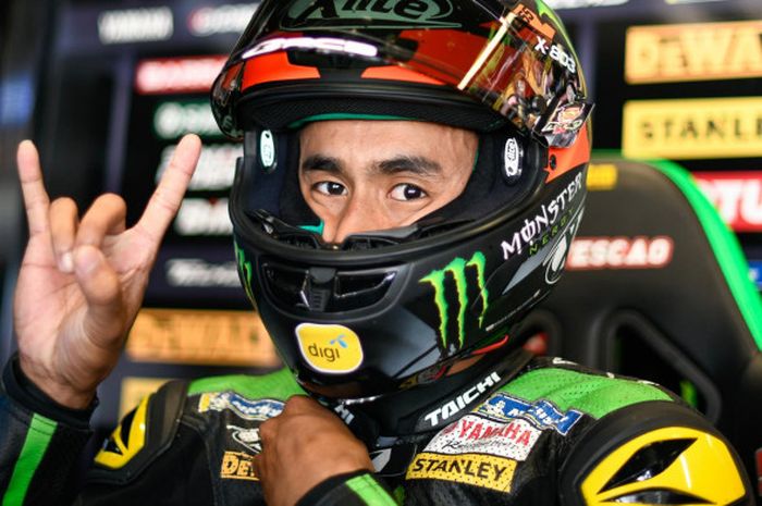 Hafizh Syahrin saat tes resmi Catalunya di Sirkuit Barcelona.