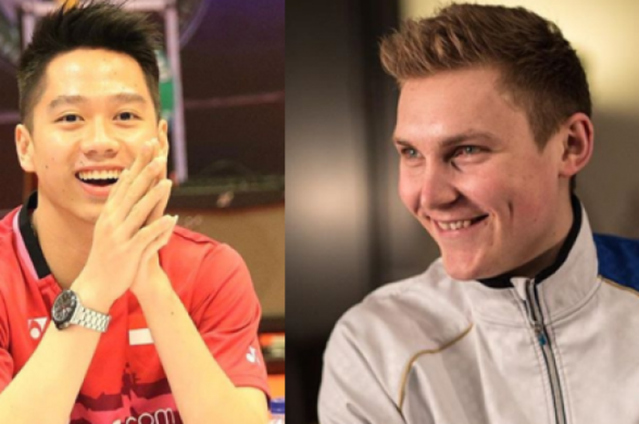 Kevin Sanjaya Sukamuljo  (kiri) dan Viktor Axelsen (Kanan)