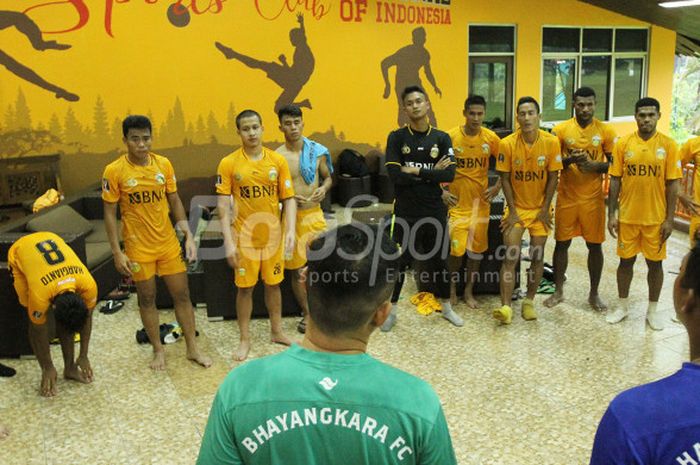 Bhayangkara FC menggelar sesi latihan pada Selasa (6/2/2018)