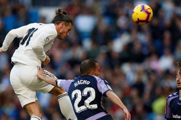 Pemain sayap Real Madrid, Gareth Bale, dalam laga melawan Real Valladolid pada pekan ke-11 Liga Spanyol di Stadion Santiago Bernabeu, Sabtu, 3 November 2018