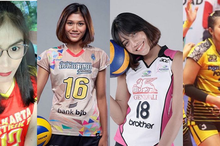 Deretan 4 pemain putri Thailand yang tampil dalam Proliga 2019, (dari ki-ka) Jutarat Montripila, Pimpichaya Kokram, Ajcharaporn Kongyot, dan Pimpichaya Kokram.