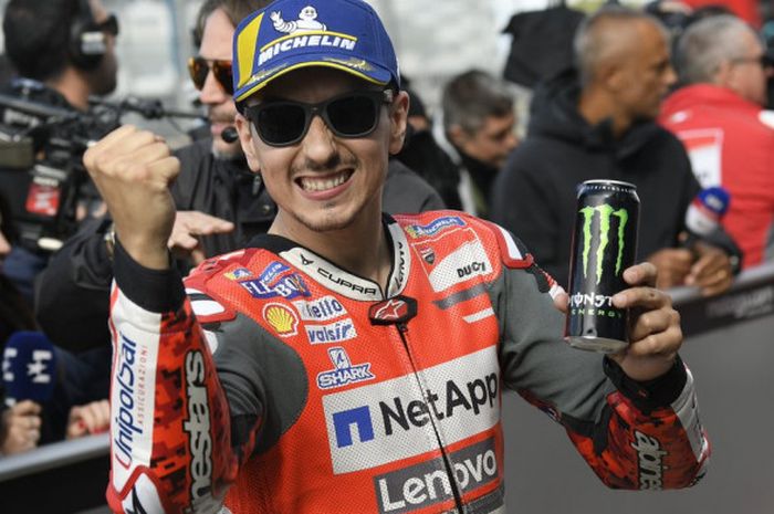 Pebalap Ducati, Jorge Lorenzo, sukses merebut pole position saat kualifikasi MotoGP Inggris di Sirkuit Silverstone, Inggris, Sabtu (26/8/2018).