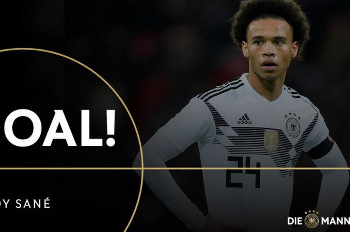 Grafis untuk gol Leroy Sane saat membela Jerman melawan Rusia di Stadion Red Bull Arena, Leipzig, Jerman, Kamis (15/11/2018) atau Jumat dini hari WIB.