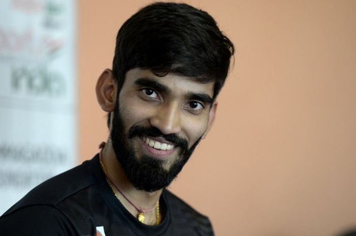 Pebulu tangkis tunggal putra India, Kidambi Srikanth, berpose dalam sesi konferensi pers di Hyderabad, Selasa (31/10/2017).