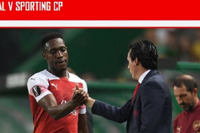 Striker Arsenal, Danny Welbeck, bersama dengan sang pelatih, Unai Emery