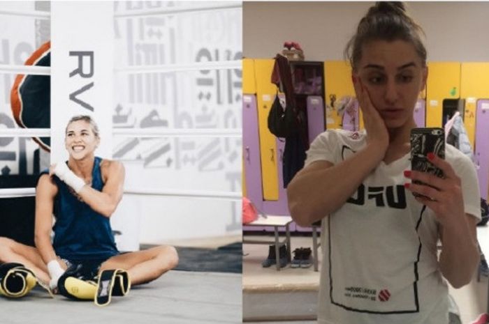 Kailin Curran (kiri) dan Aleksandra Albu (kanan) akan saling berhadapan di UFC 214 (30/7/2017) waktu Indonesia.