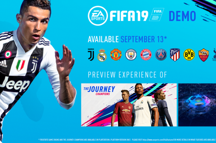 Wajah Cristiano Ronaldo pada cover game  FIFA19 yang dirilis pada Kamis (13/9/2018)