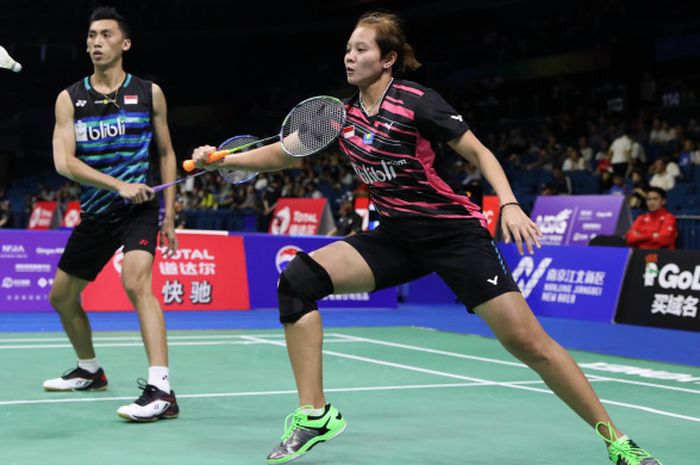 Pasangan ganda campuran Indonesia, Ronald Alexander/Annisa Saufika, tampil pada Kejuaraan Dunia 2018 di Nanjing, China, Senin (30/7/2018).