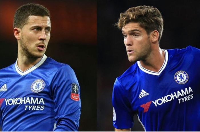 Eden Hazard (kiri) dan Marcos Alonso (kanan)