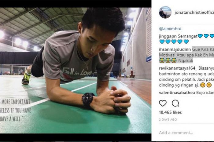 Netizen mengira Jonatan Christie unggah foto bertujuan untuk membagikan motivasi, ternyata promosi jam tangan.