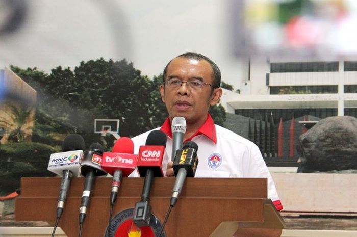  Sekretaris Kementerian Pemuda dan Olahraga (Kemenpora) Gatot S Dewa Broto mengadakan jumpa pers di Jakarta, Kamis (11/8/2016). 