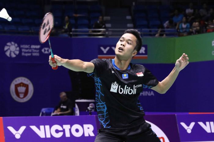 Anthony Sinisuka Ginting saat beraksi pada babak 16 besar China Open 2018 yang berlangsung pada Kamis (20/9/2018).