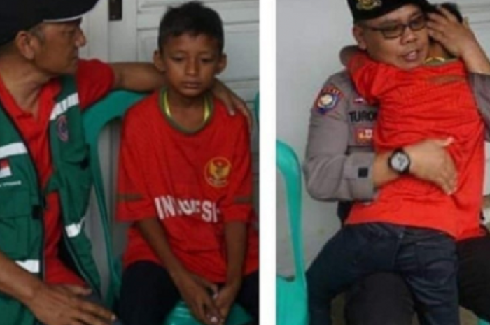 Pesepak bola cilik bernama Aditia harus kehilangan ibu dan adiknya yang menjadi korban musibah tsunami Lampung dan Banten, Sabtu (22/12/2018).