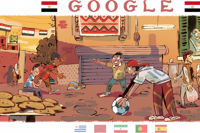 Animasi Google Doodle pada hari kedua Piala Dunia 2018