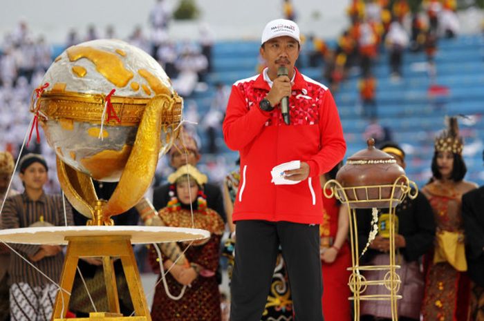 Menpora Imam Nahrawi memberi sambutan pada peringatan Haornas 2017 di Magelang, Sabtu (9/9/2017). 