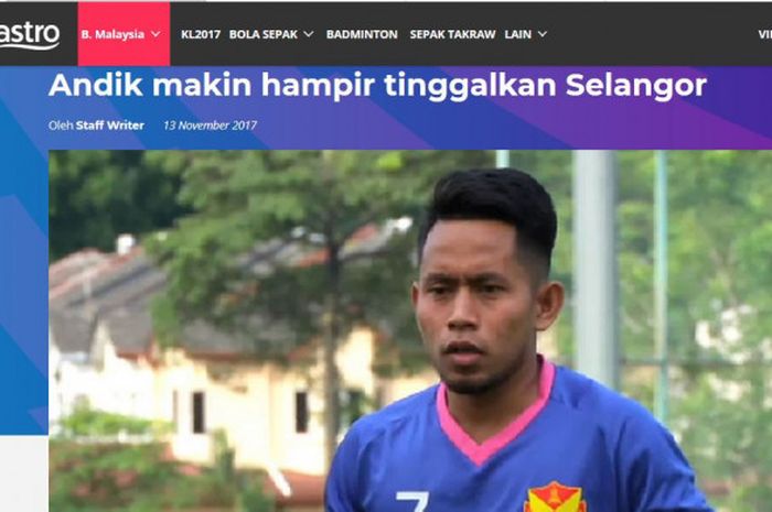 Kejelasan masa depan Andik Vermansah di klubnya Selangor FA semakin menemui titik terang