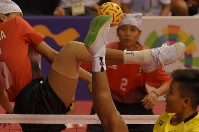 Tim sepak takraw putri Indonesia kandas di pertandingan pertama usai kalah 1-2 dari Mynmar, Minggu (19/8/2018). 