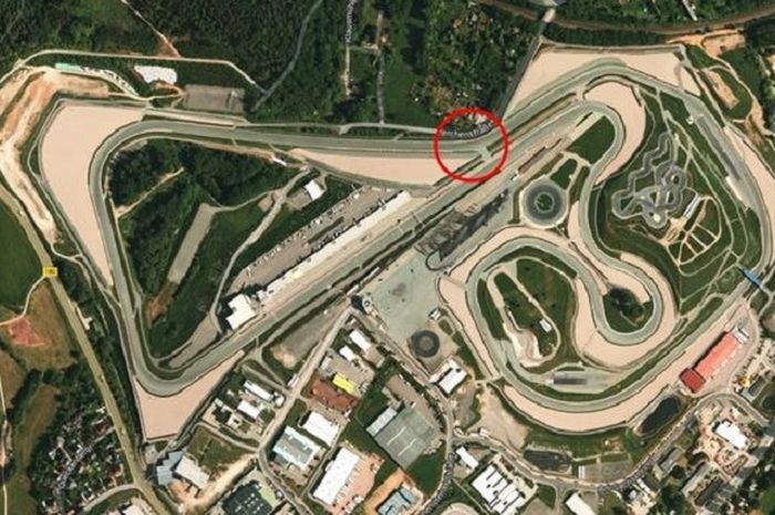 Layout Sirkuit Sachsenring, Jerman, lingkaran merah menunjukkan tikungan 11.