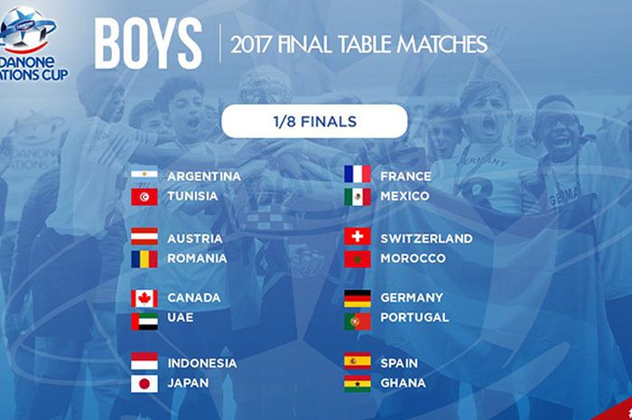 Indonesia diwakili SSB Batu Agung, Kalimantan Selatan, berhasil melaju ke babak 16 besar Danone Nations Cup 2017 di Amerika Serikat