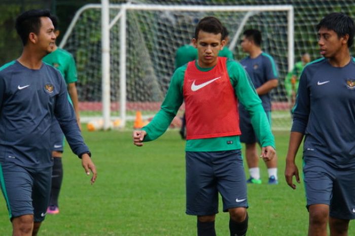 Egy Maulana saat menjalani latihan terpisah dalam pemusatan latihan Timnas Indonesia U-19, Rabu (9/8/2017)