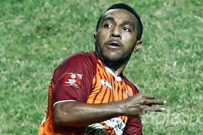 Ekspresi Terens Puhiri (Borneo FC) dalam pertandingan Liga 1.