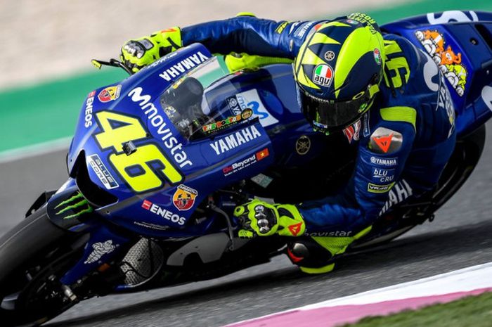 Valentino Rossi saat sesi latihan bebas kedua MotoGP Qatar 2018 di Sirkuit Losail, Qatar, Jumat (16/3/2018).