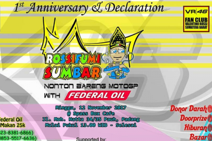 agenda komunitas fans Valentino Rossi regional Sumatera Barat