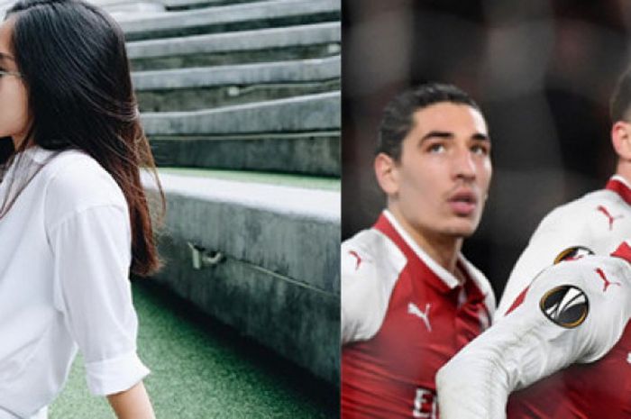 Ratchanok Intanon (kiri) dan pemain Arsenal (kanan)