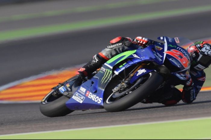 Maverick Vinales pada saat beraksi di MotoGP seri Aragon yang digelar Minggu (24/9/2017),