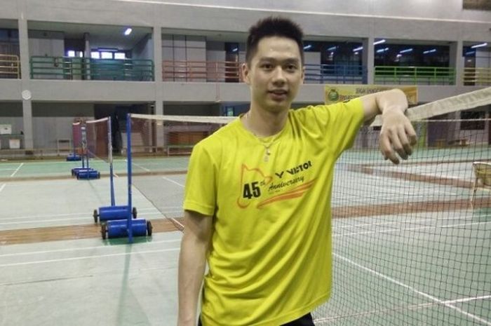 Pebulu tangkis ganda putra Indonesia, Kevin Sanjaya Sukamuljo, berpose seusai berlatih di pelatnas bulu tangkis, Cipayung, Jakarta, Rabu (18/1/2017).