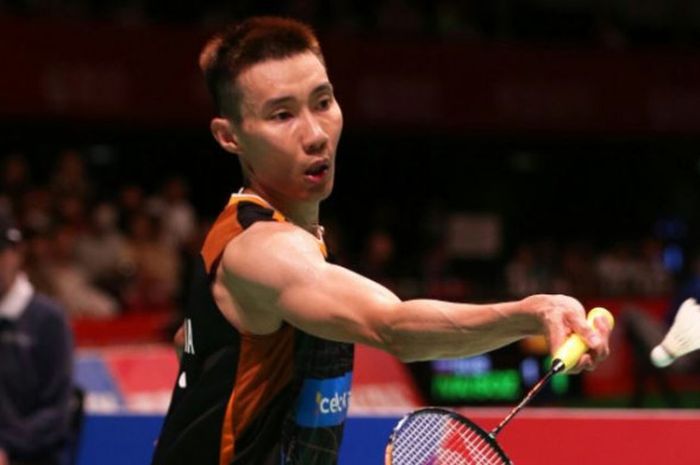 Lee Chong Wei tampil pada turnamen Jepang Terbuka 2017 di Tokyo Metropolitan Gymnastium.