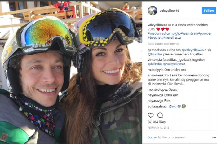 intagram valentino rossi foto rossi dengan linda morselli 