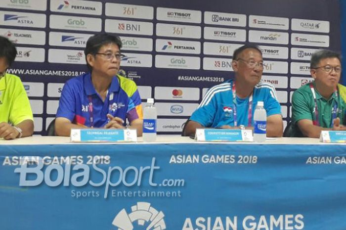 Suasana konferensi pers perahu naga asian games 2018 pada Sabtu (25/8/2018) di Danau Jakabaring.