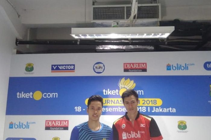 Anthony Sinisuka Ginting dan Shesar Hiren Rustavito di Kejurnas PBSI 2018, Kamis, (20/12/2018) di Britama Arena, Kelapa Gading, Jakarta