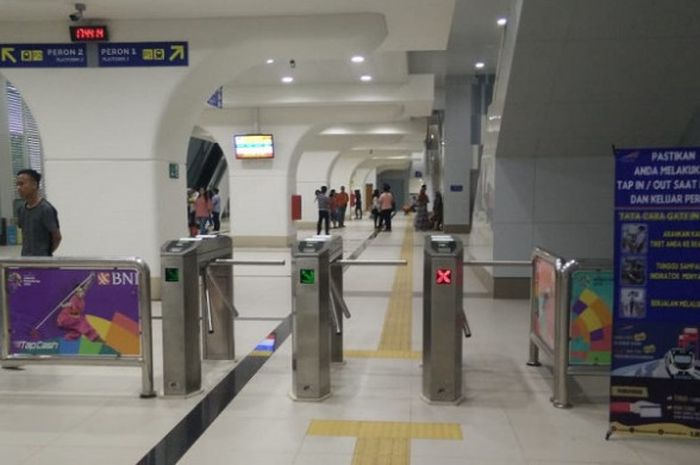 Stasiun LRT Bumi Sriwijaya Palembang, Minggu (19/8/2018).