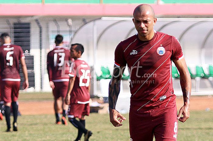 Penyerang Persija Jakarta, Ivan Carlos, berlatih di Stadion Sultan Agung, Bantul, Senin (16/7/2018), menjelang laga melawan Bali United dalam laga lanjutan Liga 1 2018.