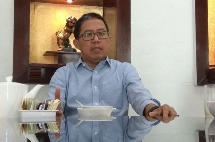  Joko Driyono, Wakil Ketua Umum PSSI, dalam sebuah perbincangan dengan wartawan di Hotel Santika Jakarta. 