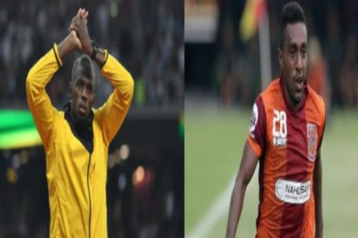 Pelari asal Jamaika, Usain Bolt dan winger Borneo FC, Terens Puhiri.